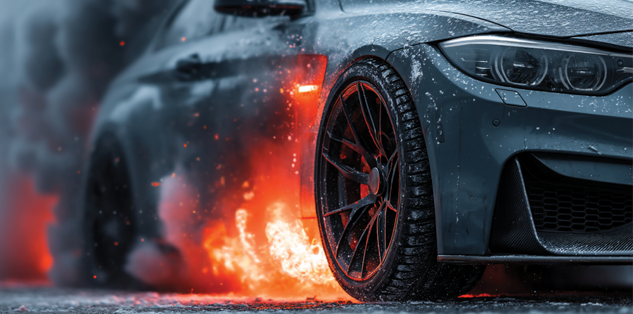 blazing fast car on a winter road